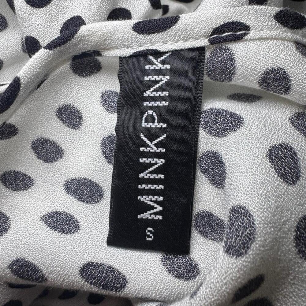 NEW MINKPINK Women’s Babydoll White & Black Polka Dot Tiered Tied Dress — SMALL - Picture 2 of 6